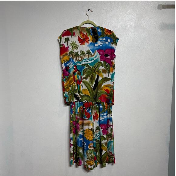 Carole Little White Tropical 2-Piece Vintage High Rise Wide Leg Pant Set Sz 6 - Picture 11 of 14